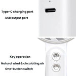 Ventilatore portatile WT25 con clip per cordino, USB, silenzioso, ricaricabile, da tavolo.