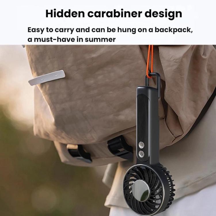Ventilatore portatile WT25 con clip per cordino, USB, silenzioso, ricaricabile, da tavolo.