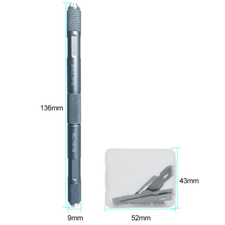 RELIFE RL-101B Set di lame 8 in 1 per la riparazione di schede madri: coltello per intaglio, rimozione della colla, coltello per il taglio di pellicole protettive per schermi., RL-101B