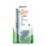 RELIFE RL-101B Set di lame 8 in 1 per la riparazione di schede madri: coltello per intaglio, rimozione della colla, coltello per il taglio di pellicole protettive per schermi., RL-101B