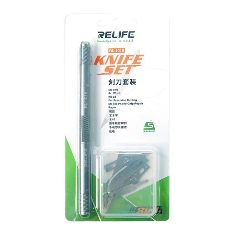 RELIFE RL-101B Set di lame 8 in 1 per la riparazione di schede madri: coltello per intaglio, rimozione della colla, coltello per il taglio di pellicole protettive per schermi., RL-101B