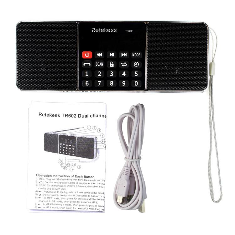 Retekess TR602 Radio Bluetooth a 2 bande con lettore MP3, TR602
