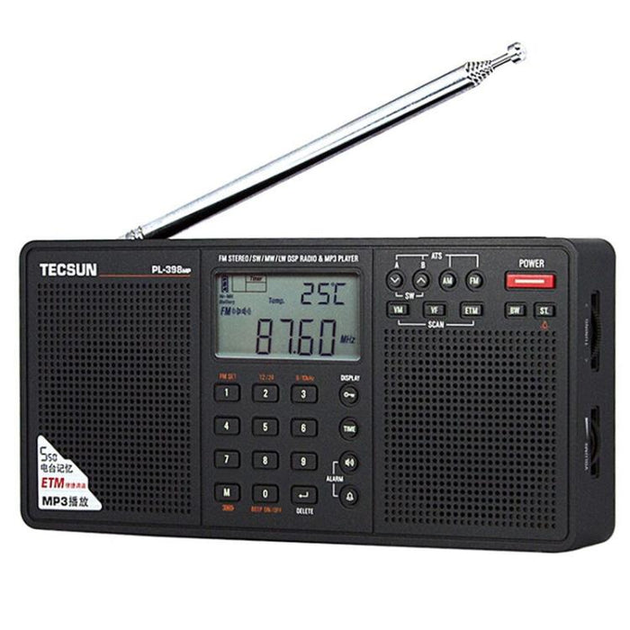 Radio stereo portatile TECSUN PL-398MP con sintonizzazione digitale a banda intera e supporto per la riproduzione da scheda SD., PL-398MP