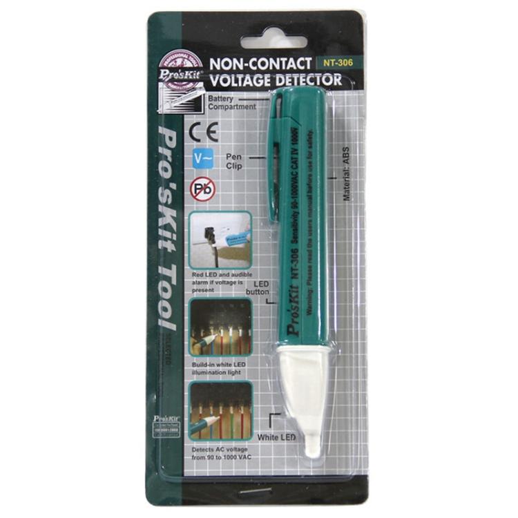 Penna tester elettrica portatile senza contatto con LED, strumento per testare i cavi a massa zero, ProsKit NT-306