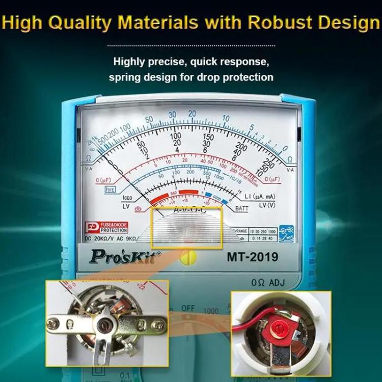 Multimetro analogico a 24 gamme, meccanico, ad alta precisione, universale., ProsKit MT-2019