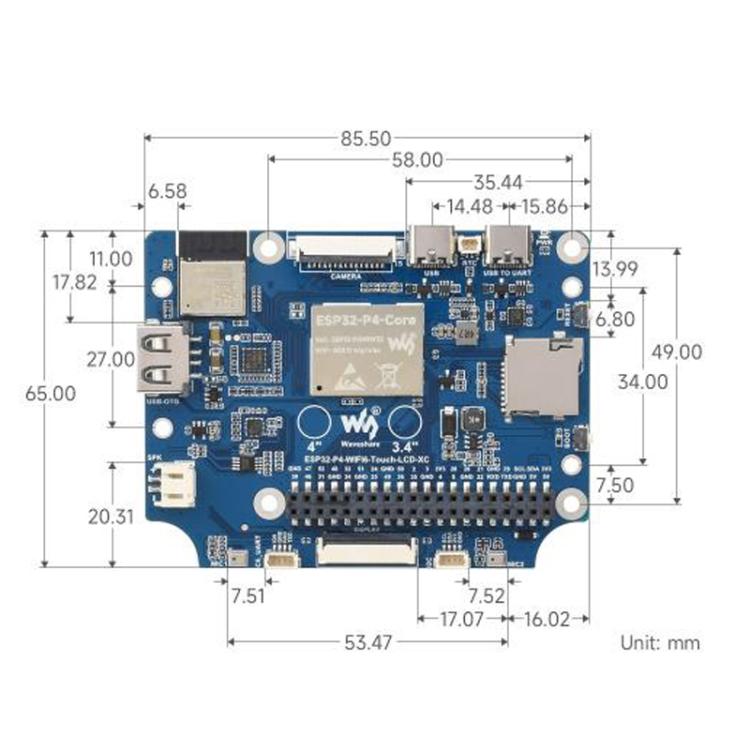 Scheda di sviluppo WAVESHARE 31523 ESP32-P4 con schermo LCD circolare tattile, ESP32-P4-WIFI6-Touch-LCD-4C