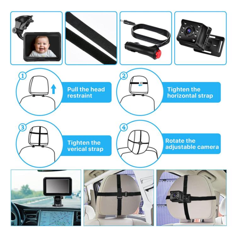 Monitor per auto per bambini da 4,3 pollici HD 1080P, With USB