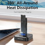 Docking station Blueendless SD08A M.2 NVMe SSD con doppio alloggiamento USB 3.2 Gen2 a 10 Gbps e funzione di clonazione offline con un solo tasto., US Plug, EU Plug, UK Plug