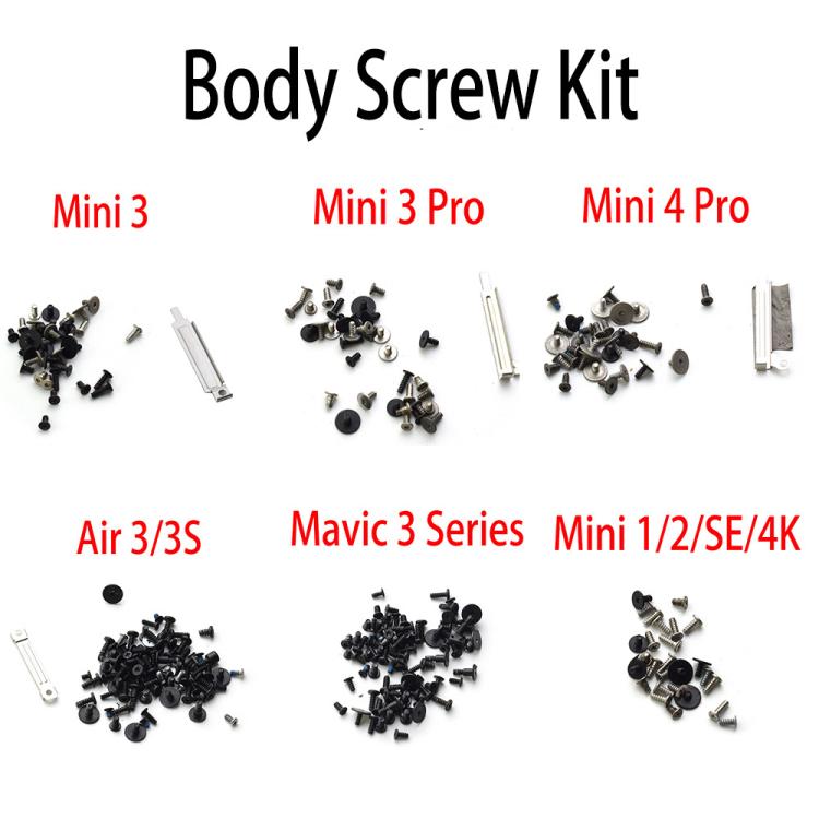 Kit di viti per la carrozzeria, ricambi per la riparazione di droni, For DJI Air 3 / 3S, For DJI Mavic 3 Series, For DJI Mini 3 Pro, For DJI Mini 3, For DJI Mini 4 Pro, For DJI Mini / Mini 2/ SE/4K