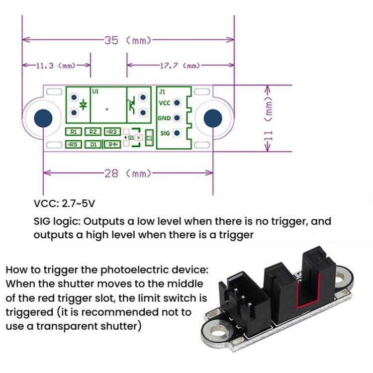 2 interruttori di finecorsa ottici cablati con sensore fotoelettrico, 1m