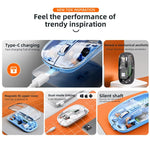 T-WOLF X11 Transparent Wireless Mouse Dual Mode 2.4G+Bluetooth, USB-C Rechargeable with Magnetic Cover