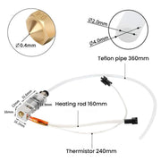 Kit estrusore Bowden per filamento PLA Anycubic I3 Mega B1180, 12V 40W