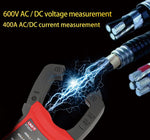 Pinza amperometrica digitale True RMS a selezione automatica della portata, 400 A AC/DC con NCV, display LCD retroilluminato, rilevamento filo sotto tensione e funzione di memorizzazione dati., UNI-T UT203+
