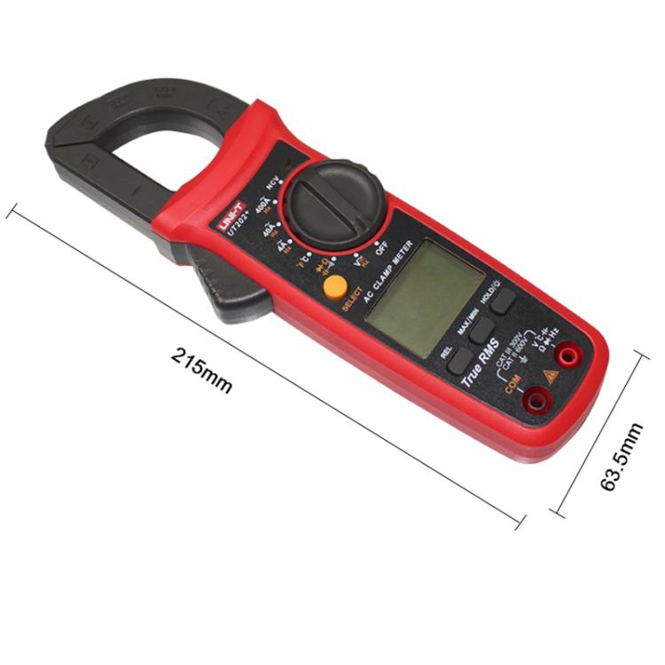 Pinza amperometrica digitale True RMS a selezione automatica della portata, 400 A AC/DC con NCV, display LCD retroilluminato, rilevamento filo sotto tensione e funzione di memorizzazione dati., UNI-T UT203+