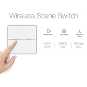 Interruttore wireless per scene di casa intelligente con timer tramite app, interruttore intelligente adesivo a 4 pulsanti con graffiti., 4-Buttons