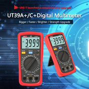 Multimetro digitale per misurazione di tensione 1000 V CC/750 V CA e corrente 10 A., UNI-T UT39A+, UNI-T UT39C+