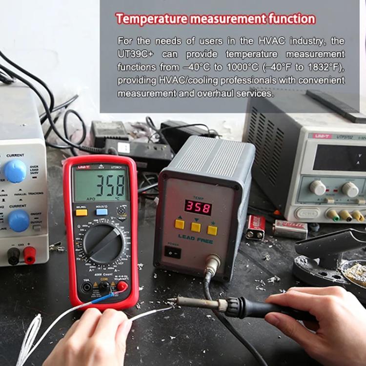 Multimetro digitale per misurazione di tensione 1000 V CC/750 V CA e corrente 10 A., UNI-T UT39A+, UNI-T UT39C+