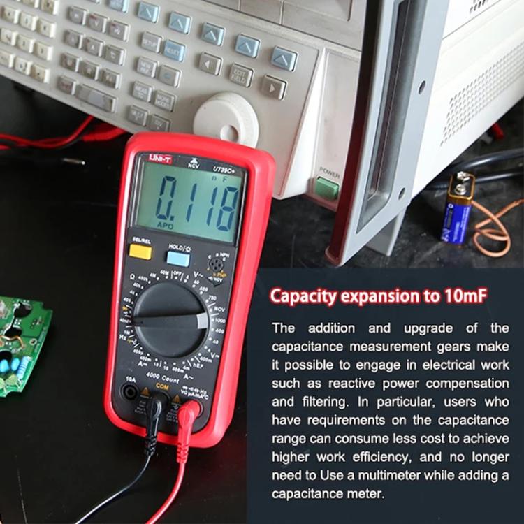 Multimetro digitale per misurazione di tensione 1000 V CC/750 V CA e corrente 10 A., UNI-T UT39A+, UNI-T UT39C+