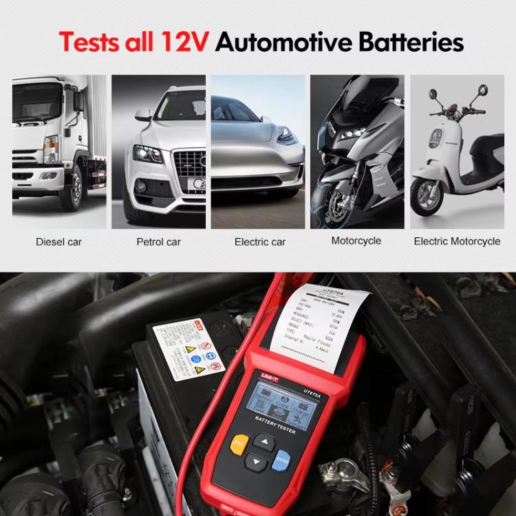 Tester per batterie auto per batterie AGM/GEL/EFB e standard, analizzatore di capacità da 3 a 250 Ah., UNI-T UT673A, UNI-T UT675A Printing Support
