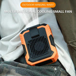 Ventilatore a clip ricaricabile da indossare in vita con 3 velocità e torcia a LED integrata, per un raffreddamento a mani libere ideale per lavori in cantiere, attività all'aperto ed escursionismo., F49 Orange, F49 Green