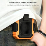 Ventilatore a clip ricaricabile da indossare in vita con 3 velocità e torcia a LED integrata, per un raffreddamento a mani libere ideale per lavori in cantiere, attività all'aperto ed escursionismo., F49 Orange, F49 Green