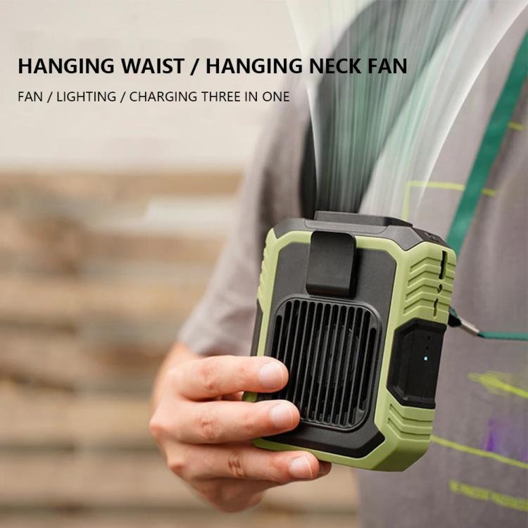 Ventilatore a clip ricaricabile da indossare in vita con 3 velocità e torcia a LED integrata, per un raffreddamento a mani libere ideale per lavori in cantiere, attività all'aperto ed escursionismo., F49 Orange, F49 Green