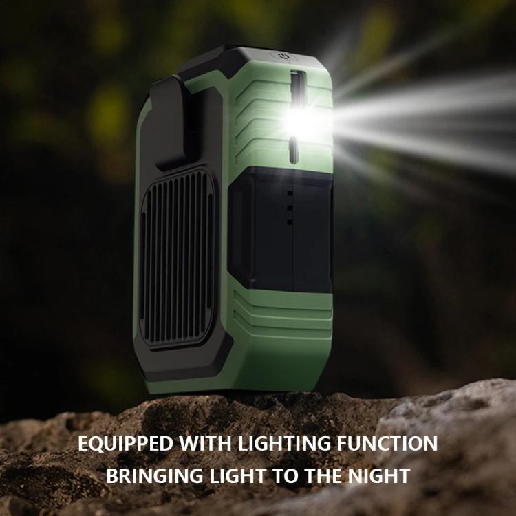 Ventilatore a clip ricaricabile da indossare in vita con 3 velocità e torcia a LED integrata, per un raffreddamento a mani libere ideale per lavori in cantiere, attività all'aperto ed escursionismo., F49 Orange, F49 Green