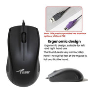 Little Kangaroo DS-911 1200DPI Ambidextrous Wired Laptop Mouse Desktop Mouse For Office & Home Use, DS-911 PS2 Round Port, DS-911 USB