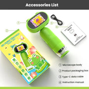 Microscopio digitale elettronico HD per bambini con schermo, lente d'ingrandimento portatile a forma di cartone animato., CM4