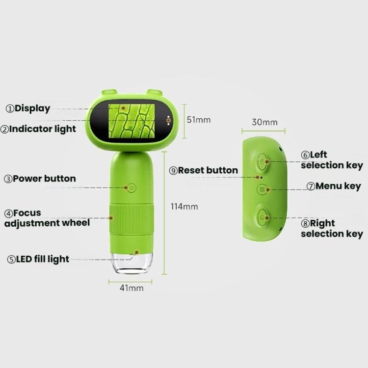 Microscopio digitale HD portatile per bambini con schermo 2"