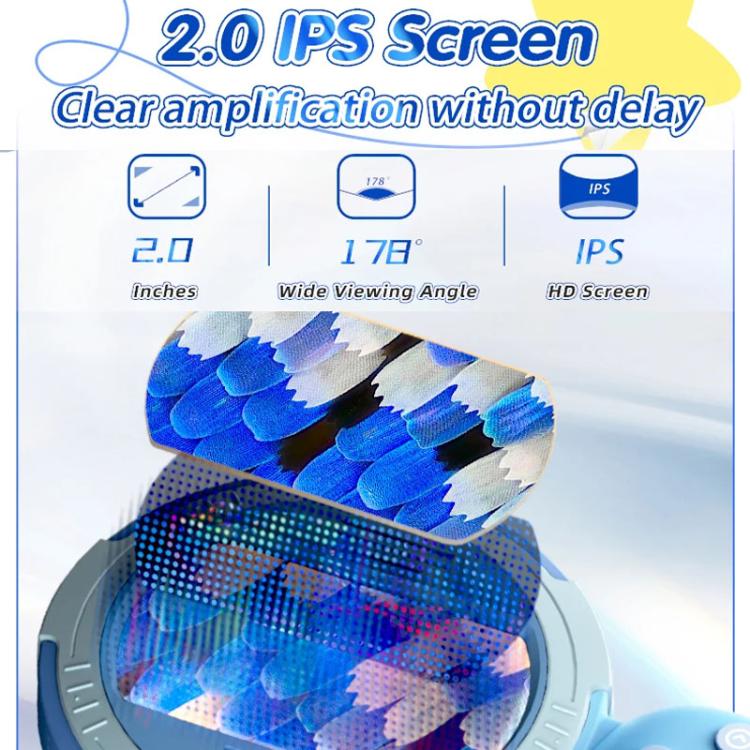 HM020-C Lente d'ingrandimento elettronica portatile per bambini, microscopio digitale HD da 2 MP, HM020-C