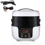 Cuociriso a pulsante da 2 litri, 12V-24V, per auto., English, English + Battery Cable, Russian, Russian + Battery Cable