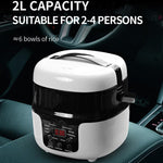 Cuociriso a pulsante da 2 litri, 12V-24V, per auto., English, English + Battery Cable, Russian, Russian + Battery Cable