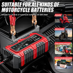 Caricabatterie intelligente FOXSUR 6V/12V 1.5A per batterie al piombo da 4AH a 30AH, per moto, auto e ATV., EU Plug, US Plug, UK Plug