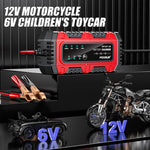 Caricabatterie intelligente FOXSUR 6V/12V 1.5A per batterie al piombo da 4AH a 30AH, per moto, auto e ATV., EU Plug, US Plug, UK Plug