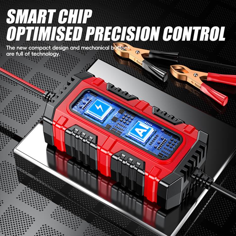 Caricabatterie intelligente FOXSUR 6V/12V 1.5A per batterie al piombo da 4AH a 30AH, per moto, auto e ATV., EU Plug, US Plug, UK Plug