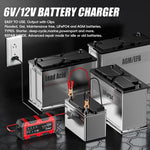 Caricabatterie intelligente FOXSUR 6V/12V 1.5A per batterie al piombo da 4AH a 30AH, per moto, auto e ATV., EU Plug, US Plug, UK Plug