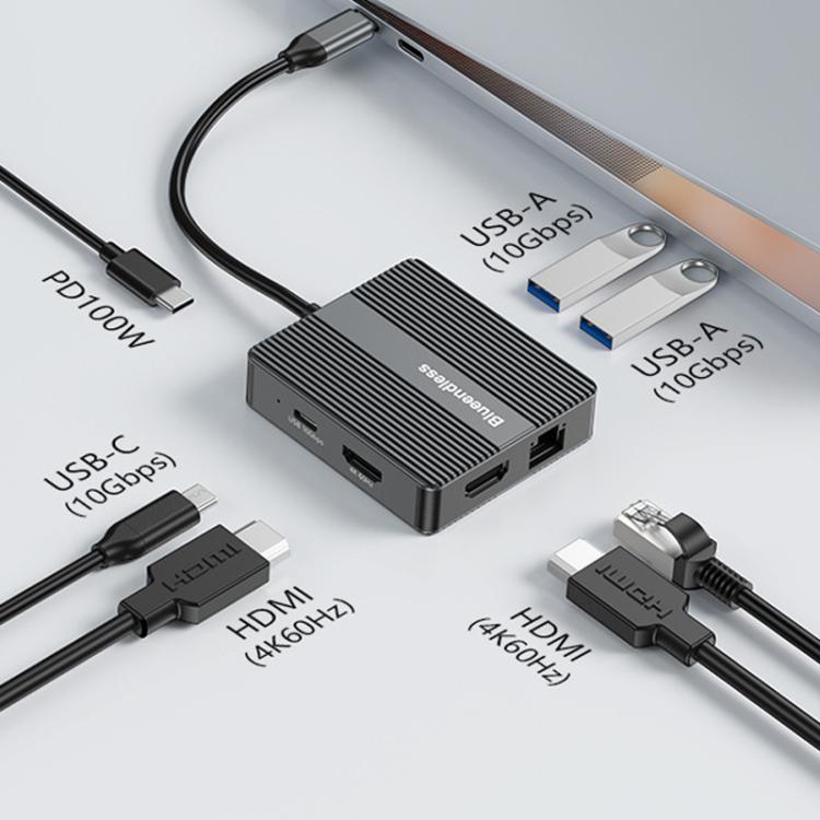 7 In 1 Docking Station Gigabit Ethernet Port High-Speed Transfer HUB, Blueendless HP706, Blueendless HD706