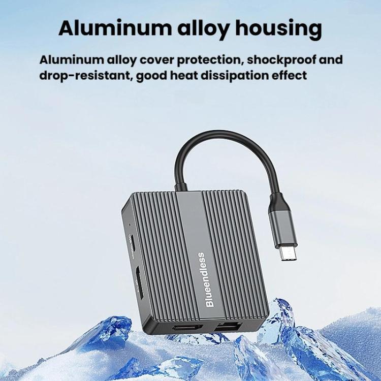 7 In 1 Docking Station Gigabit Ethernet Port High-Speed Transfer HUB, Blueendless HP706, Blueendless HD706