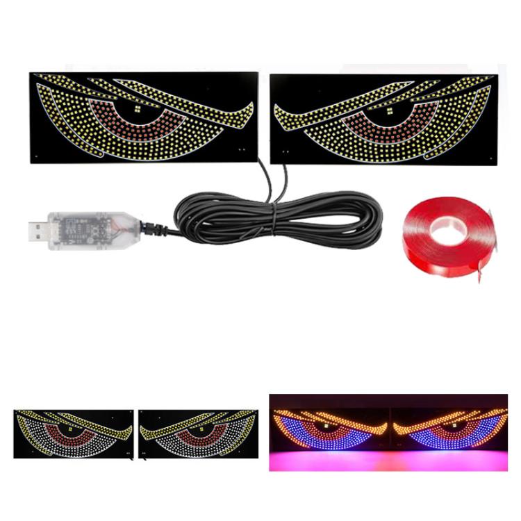 Indicatore luminoso a LED dinamico a forma di occhio di demone, da montare su USB, per auto.