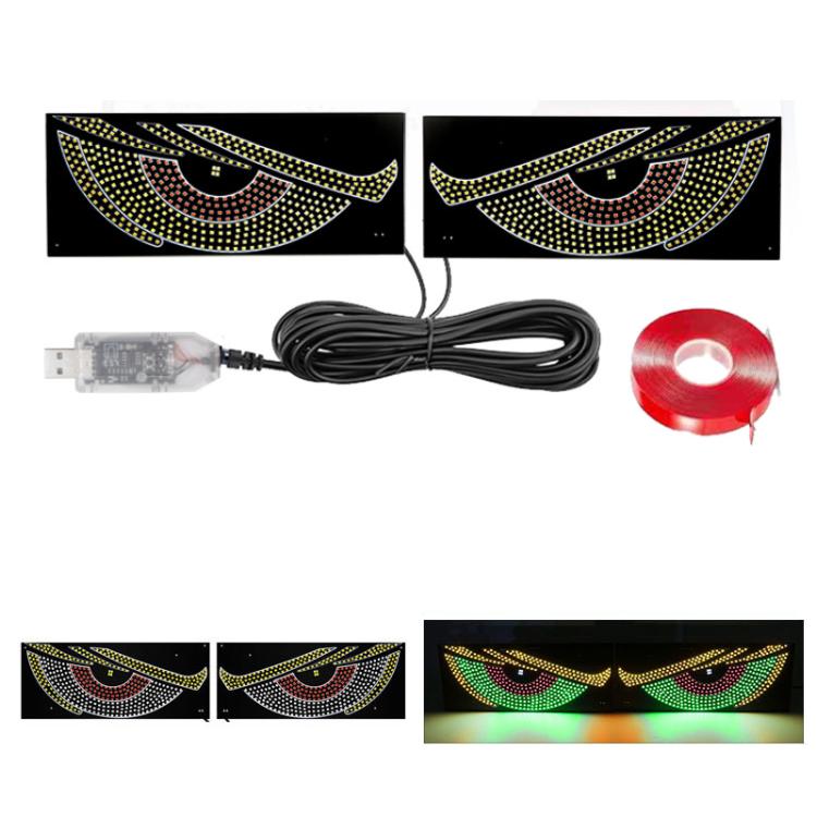 Indicatore luminoso a LED dinamico a forma di occhio di demone, da montare su USB, per auto.
