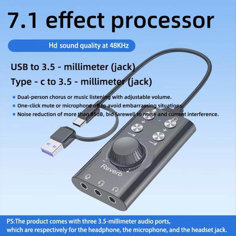 Adattatore USB Type-C a jack 3,5 mm audio surround 7.1