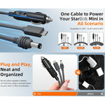 Caricabatterie da auto 3 in 1 da TYPE-C a DC per accendisigari, compatibile con Starlink 4a generazione Mini, 3m, 5m