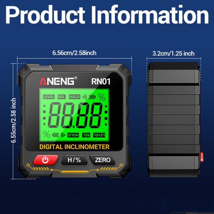 ANENG RN01 Inclinometro digitale di precisione con magnete su 4 lati e schermo a rotazione automatica, RN01