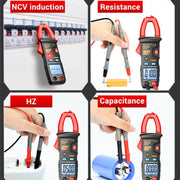 ANENG ST183 600A Digital Clamp Meter With NCV, 4000 Counts, Tests Continuity/Resistance/Capacitance/Diode, Audible & Visual Alarm