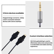 Headphone Audio Cable for Sennheiser HD414 / HD650 / HD600 / HD580 / HD660S, 2m, 1.2m