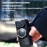 Caffettiera portatile a pressione manuale, ideale per casa e viaggi.