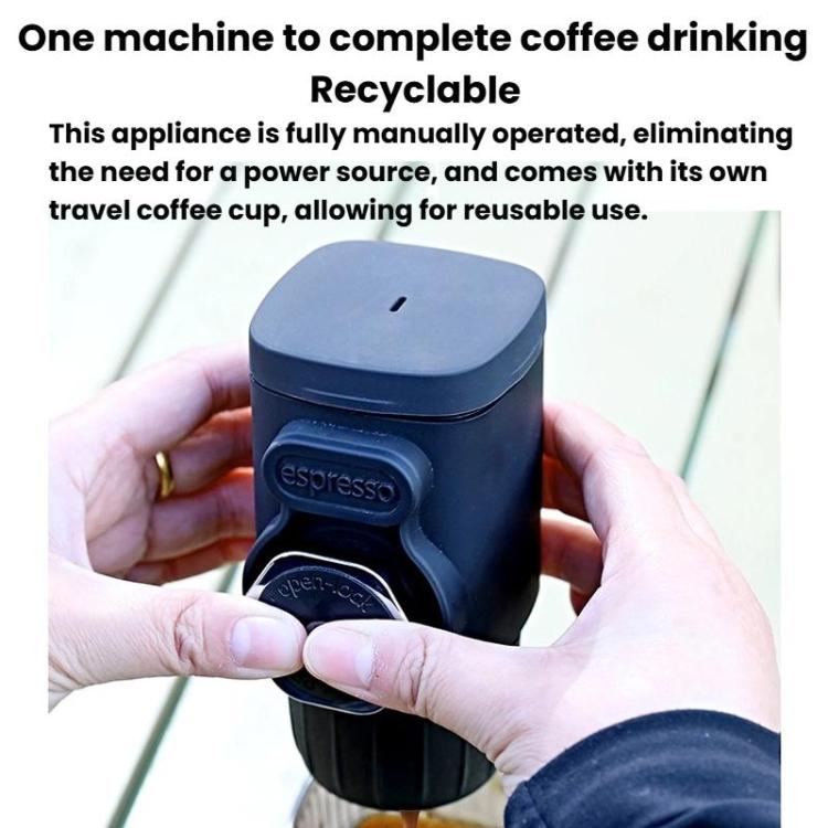 Caffettiera portatile a pressione manuale, ideale per casa e viaggi.