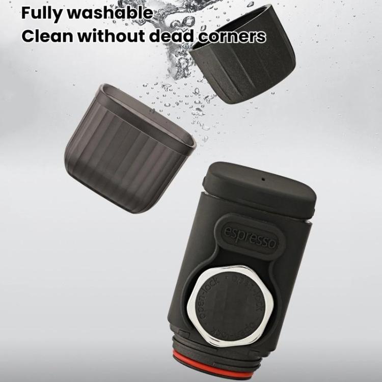 Caffettiera portatile a pressione manuale, ideale per casa e viaggi.