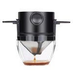 Tazza da caffè con filtro portatile senza carta, filtro a cono per caffè a goccia., White, Black, Black With Base, White With Base